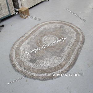 Классический ковер дизайн 93 Коричневый с серым овал